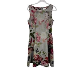 Women's Calvin Klein Grey Floral  SheathDress Size 8